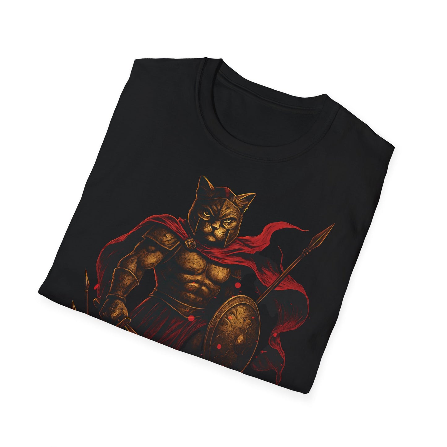 Gatonidas Warrior Cat T-Shirt | Unisex Graphic Tee for Fans, Cute Cat Apparel, Gift for Gamers, Fantasy Fashion